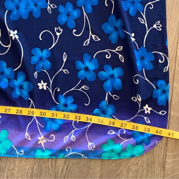 Sarong Cover Up Swimware Women’s Medium Longline Tie Ombré Floral Blue Aqua. - Picture 10 of 10